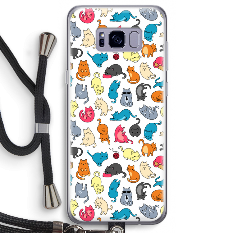 Kleurrijke katten: Samsung Galaxy S8 Transparant Hoesje met koord
