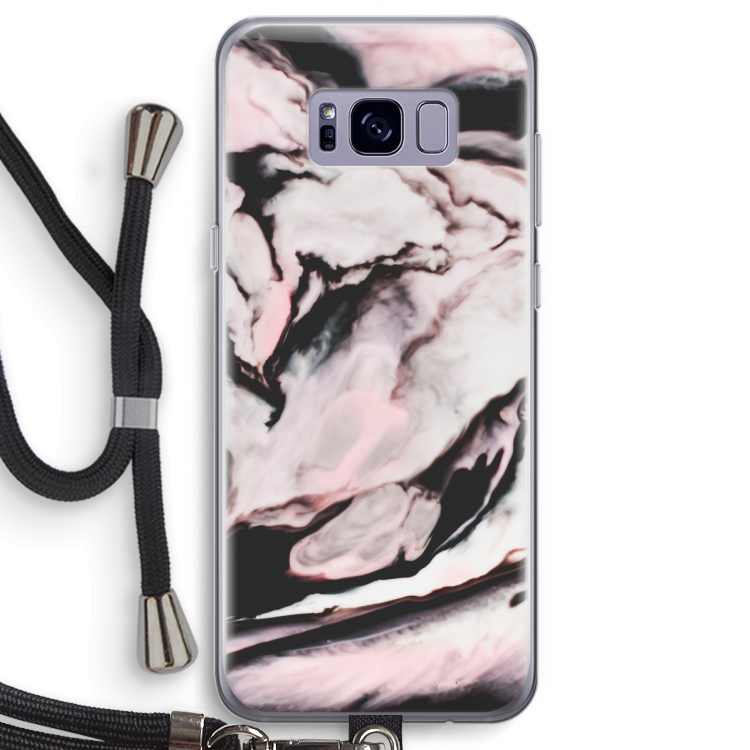 Roze stroom: Samsung Galaxy S8 Transparant Hoesje met koord