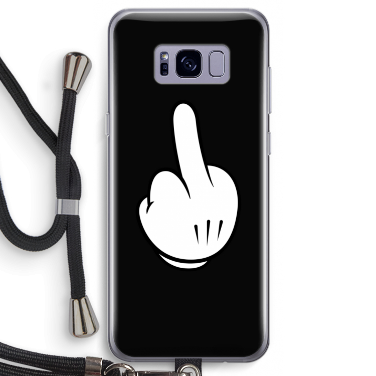 Middle finger black: Samsung Galaxy S8 Transparant Hoesje met koord