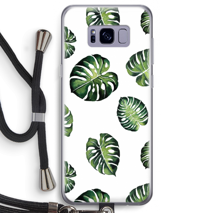 Tropische bladeren: Samsung Galaxy S8 Transparant Hoesje met koord