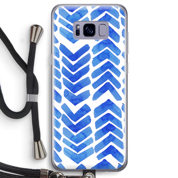 Blauwe pijlen: Samsung Galaxy S8 Transparant Hoesje met koord