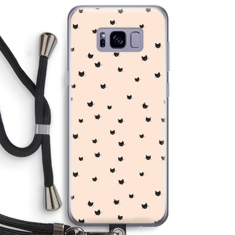 Kleine kattenkopjes: Samsung Galaxy S8 Transparant Hoesje met koord