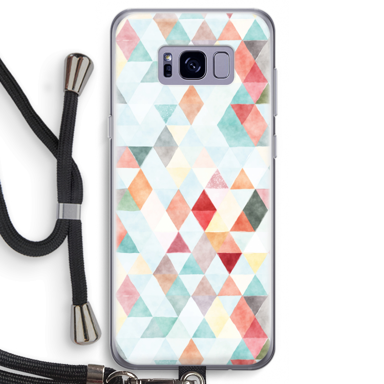 Gekleurde driehoekjes pastel: Samsung Galaxy S8 Transparant Hoesje met koord