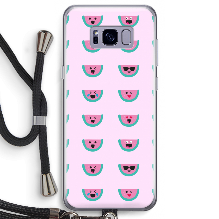 Smiley watermeloenprint: Samsung Galaxy S8 Transparant Hoesje met koord