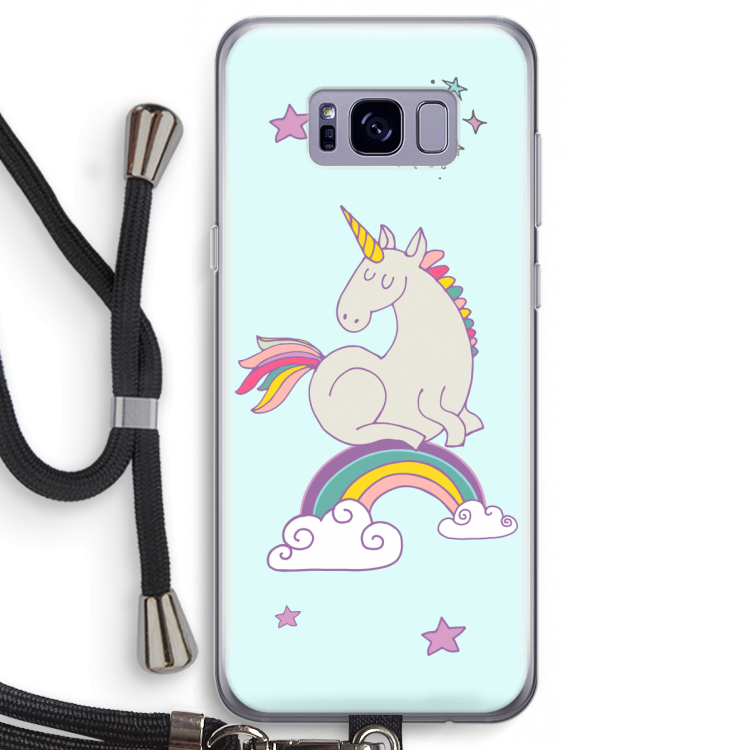 Regenboog eenhoorn: Samsung Galaxy S8 Transparant Hoesje met koord