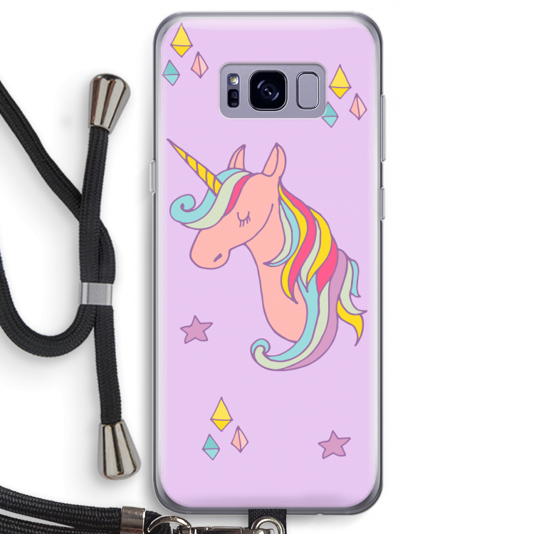 Roze eenhoorn: Samsung Galaxy S8 Transparant Hoesje met koord