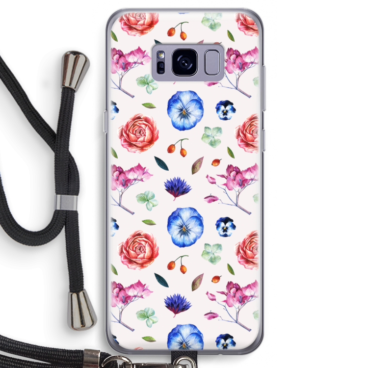 Bloemetjes: Samsung Galaxy S8 Transparant Hoesje met koord