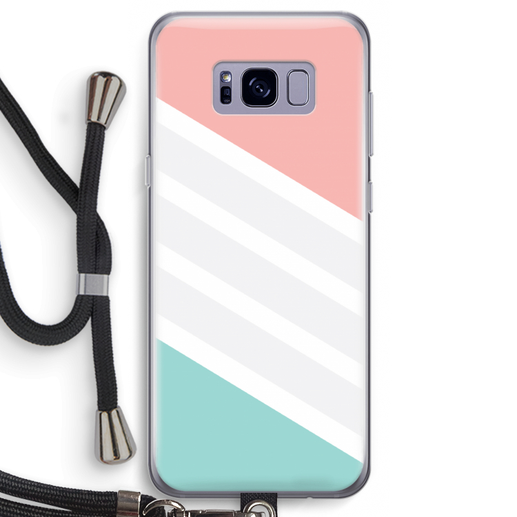 Strepen pastel: Samsung Galaxy S8 Transparant Hoesje met koord