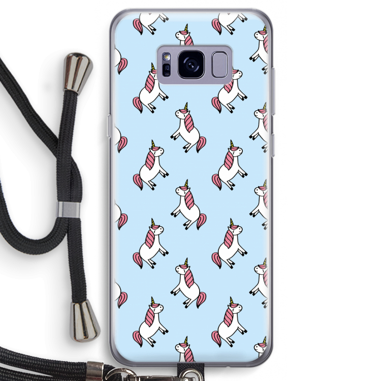 Eenhoorns overal: Samsung Galaxy S8 Transparant Hoesje met koord