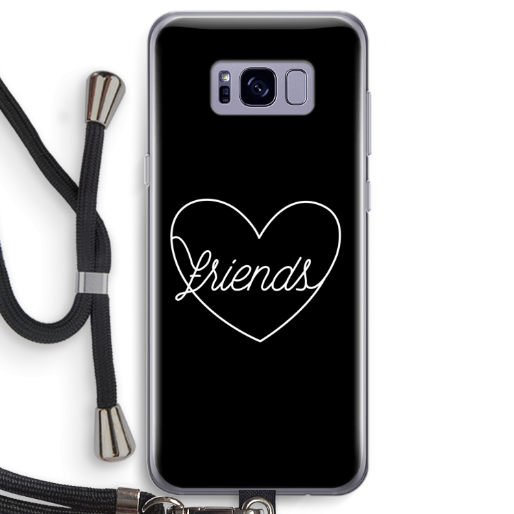 Friends heart black: Samsung Galaxy S8 Transparant Hoesje met koord