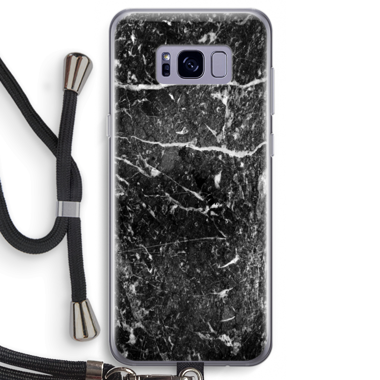 Zwart marmer: Samsung Galaxy S8 Transparant Hoesje met koord