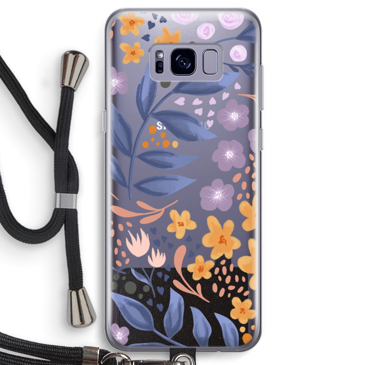 Flowers with blue leaves: Samsung Galaxy S8 Transparant Hoesje met koord
