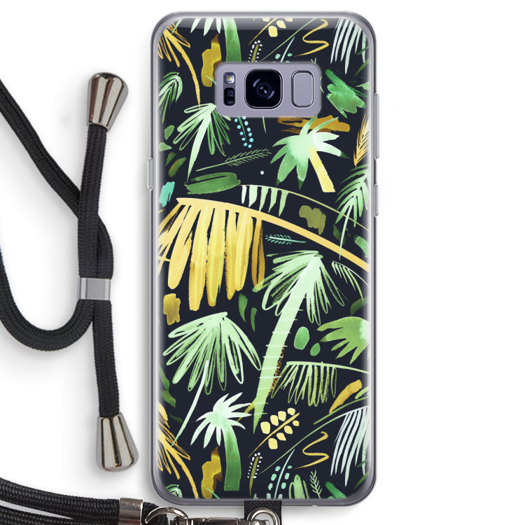 Tropical Palms Dark: Samsung Galaxy S8 Transparant Hoesje met koord