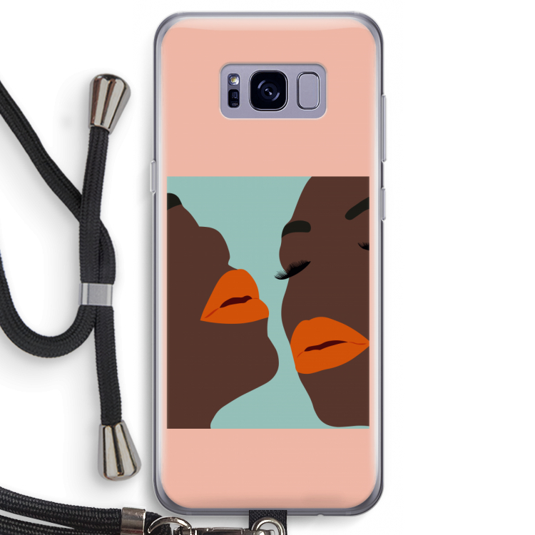 Orange lips: Samsung Galaxy S8 Transparant Hoesje met koord