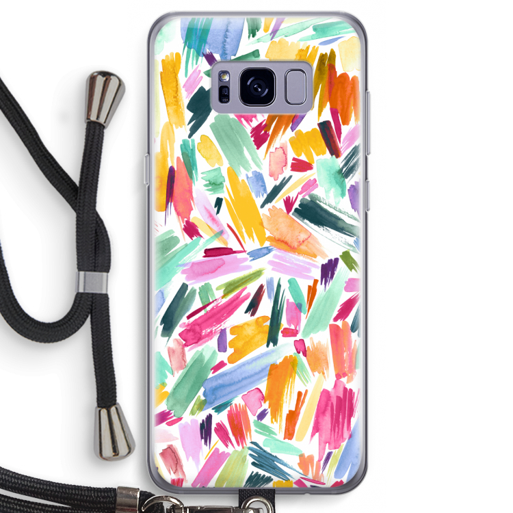 Watercolor Brushstrokes: Samsung Galaxy S8 Transparant Hoesje met koord