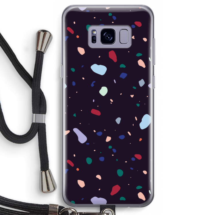 Dark Rounded Terrazzo: Samsung Galaxy S8 Transparant Hoesje met koord