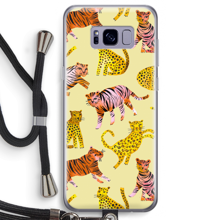 Cute Tigers and Leopards: Samsung Galaxy S8 Transparant Hoesje met koord