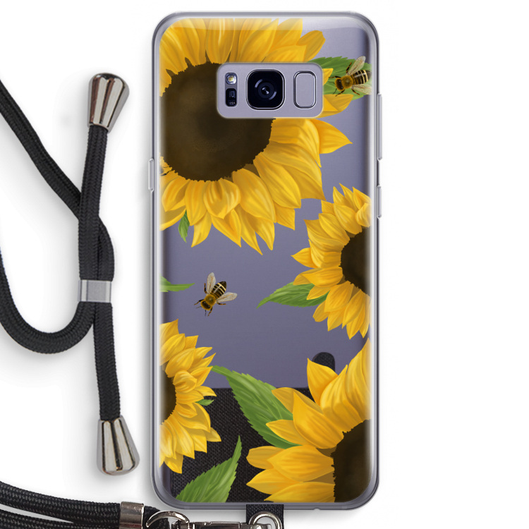 Sunflower and bees: Samsung Galaxy S8 Transparant Hoesje met koord