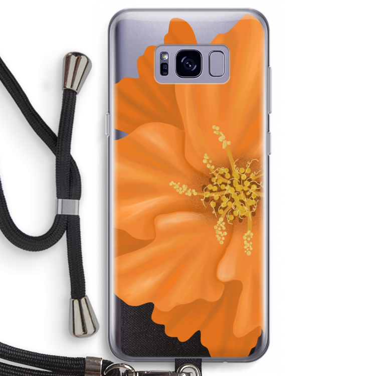 Orange Ellila flower: Samsung Galaxy S8 Transparant Hoesje met koord