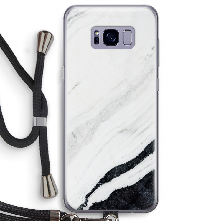 Elegante marmer: Samsung Galaxy S8 Transparant Hoesje met koord
