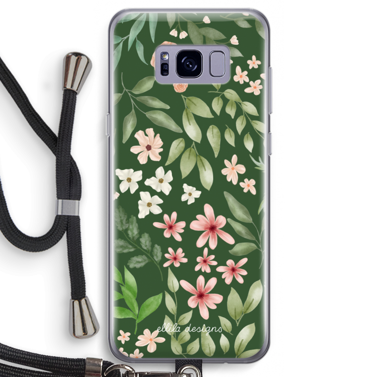 Botanical green sweet flower heaven: Samsung Galaxy S8 Transparant Hoesje met koord