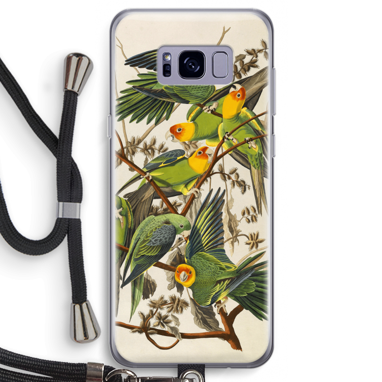 Carolinaparkiet: Samsung Galaxy S8 Transparant Hoesje met koord