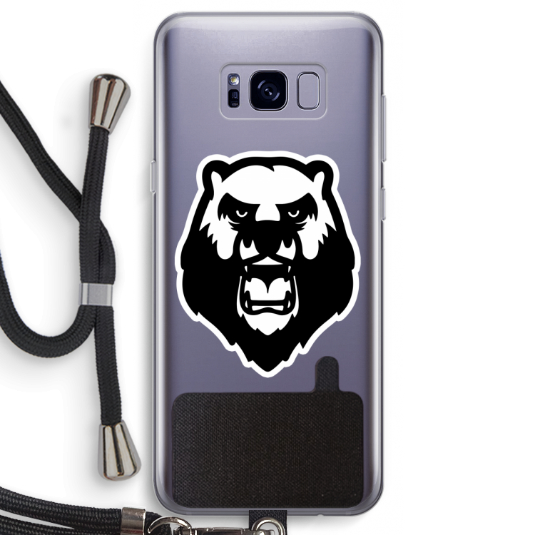Angry Bear (white): Samsung Galaxy S8 Transparant Hoesje met koord