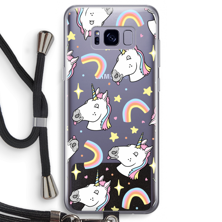 Rainbow Unicorn: Samsung Galaxy S8 Transparant Hoesje met koord