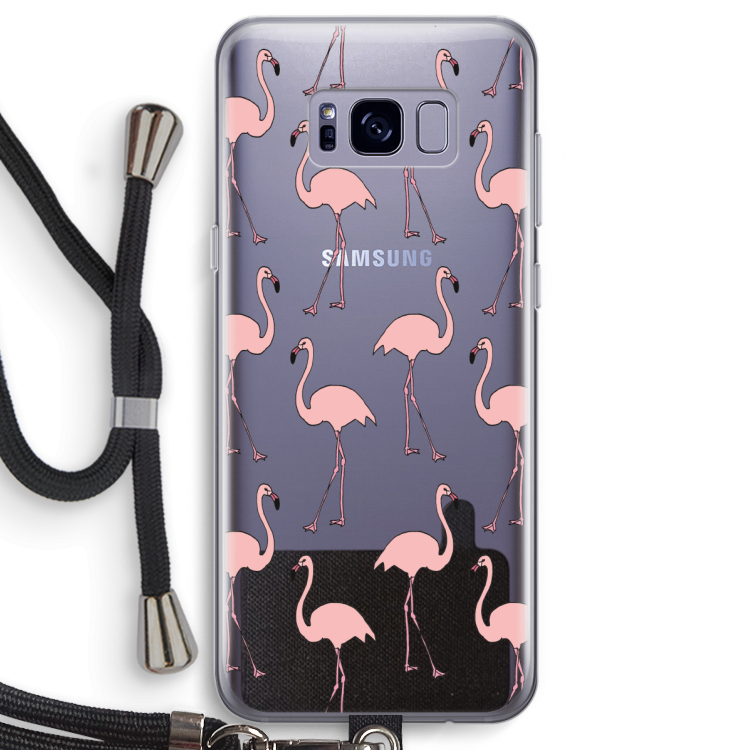 Anything Flamingoes: Samsung Galaxy S8 Transparant Hoesje met koord