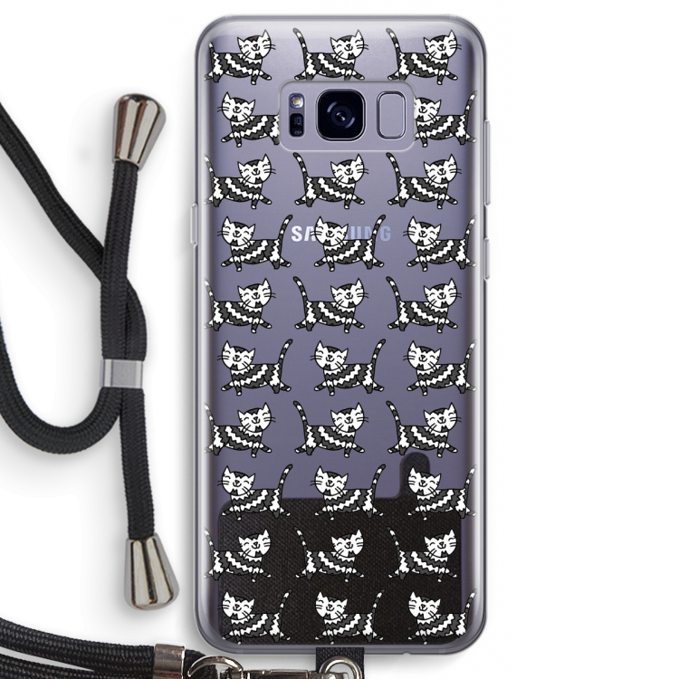 Zwarte poes: Samsung Galaxy S8 Transparant Hoesje met koord