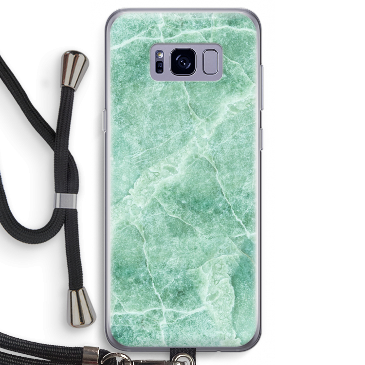 Groen marmer: Samsung Galaxy S8 Transparant Hoesje met koord