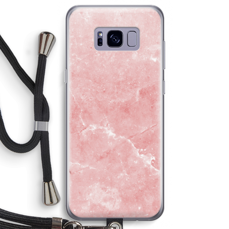 Roze marmer: Samsung Galaxy S8 Transparant Hoesje met koord