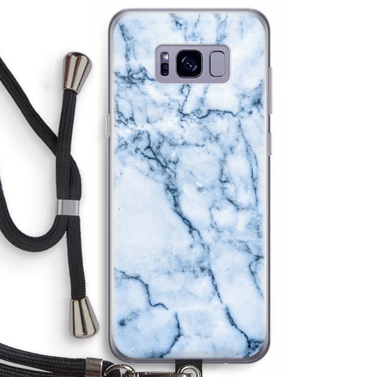 Blauw marmer: Samsung Galaxy S8 Transparant Hoesje met koord