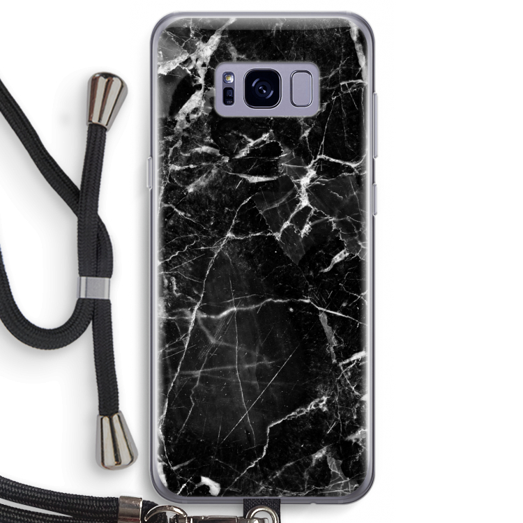 Zwart Marmer 2: Samsung Galaxy S8 Transparant Hoesje met koord