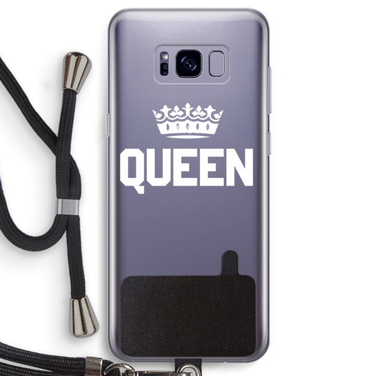 Queen zwart: Samsung Galaxy S8 Transparant Hoesje met koord