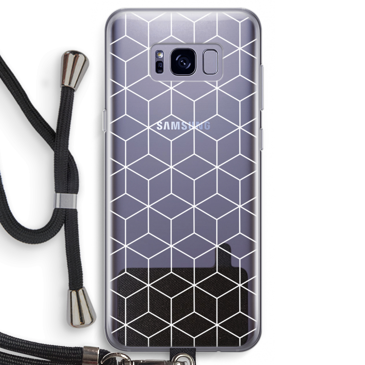 Zwart-witte kubussen: Samsung Galaxy S8 Transparant Hoesje met koord