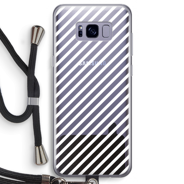 Strepen zwart-wit: Samsung Galaxy S8 Transparant Hoesje met koord