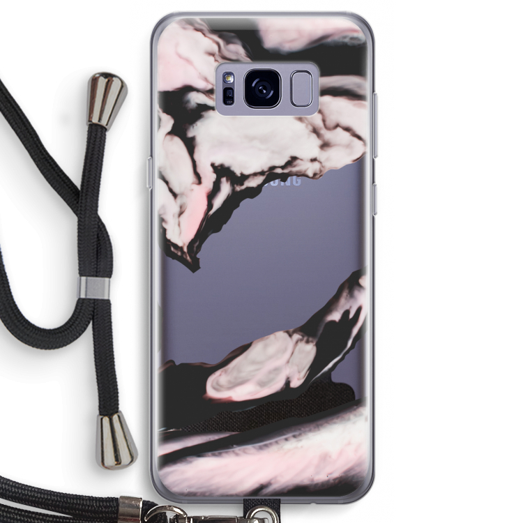 Roze stroom: Samsung Galaxy S8 Transparant Hoesje met koord