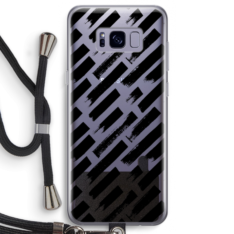 Zwarte vegen: Samsung Galaxy S8 Transparant Hoesje met koord