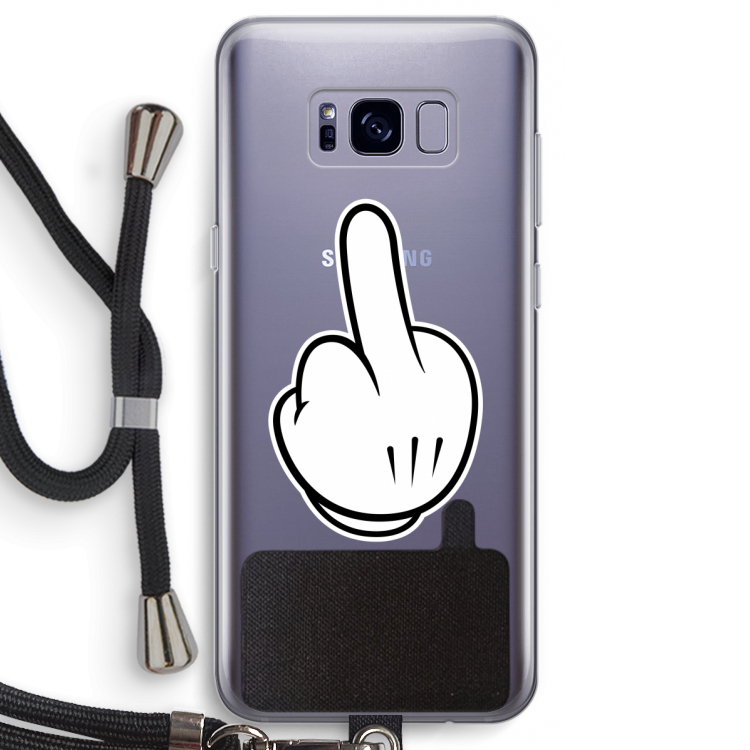 Middle finger white: Samsung Galaxy S8 Transparant Hoesje met koord