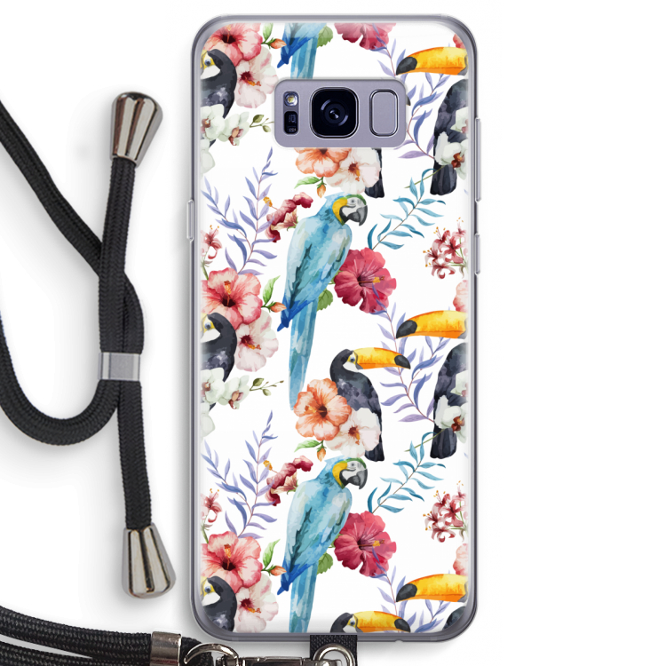 Bloemen tukan: Samsung Galaxy S8 Transparant Hoesje met koord