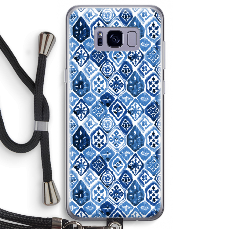 Blauw motief: Samsung Galaxy S8 Transparant Hoesje met koord