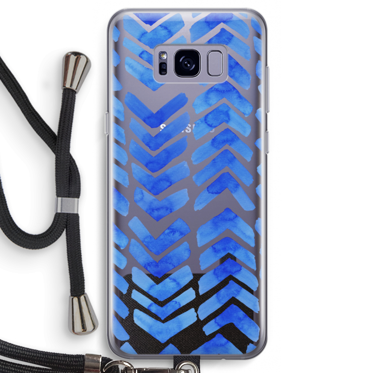 Blauwe pijlen: Samsung Galaxy S8 Transparant Hoesje met koord