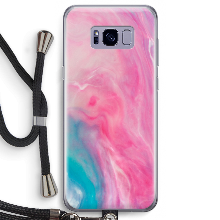 Roze explosie: Samsung Galaxy S8 Transparant Hoesje met koord