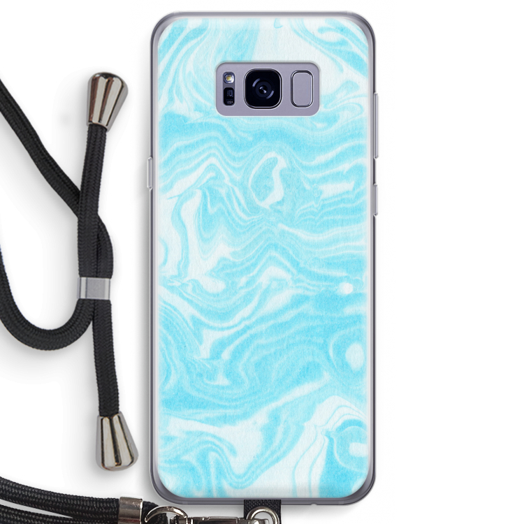 Waterverf blauw: Samsung Galaxy S8 Transparant Hoesje met koord