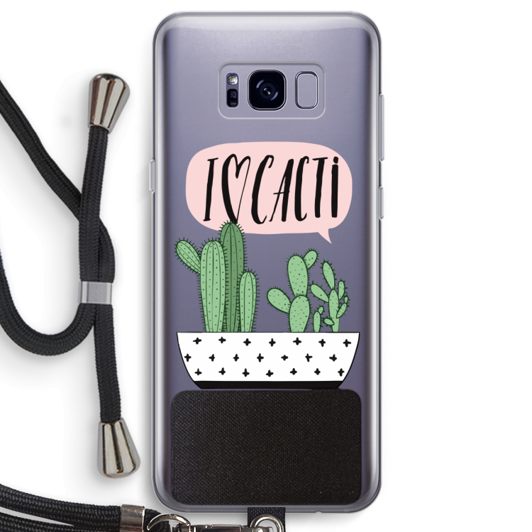 I love cacti: Samsung Galaxy S8 Transparant Hoesje met koord