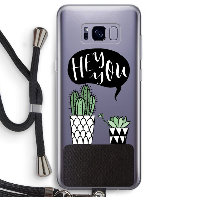 Hey you cactus: Samsung Galaxy S8 Transparant Hoesje met koord