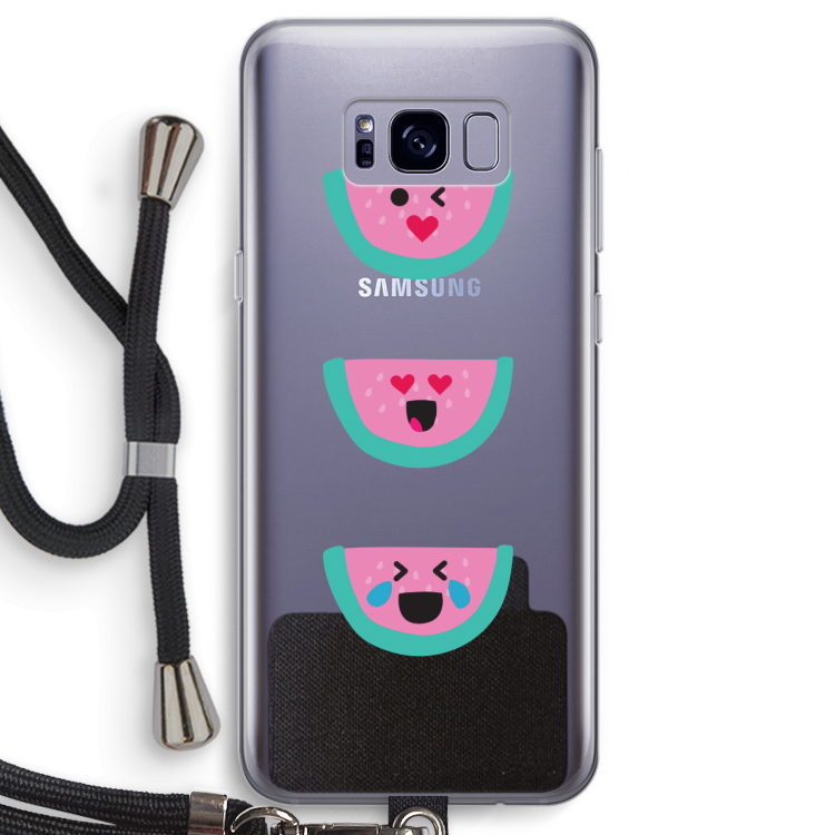 Smiley watermeloen: Samsung Galaxy S8 Transparant Hoesje met koord
