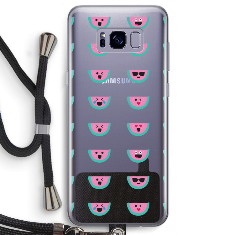 Smiley watermeloenprint: Samsung Galaxy S8 Transparant Hoesje met koord