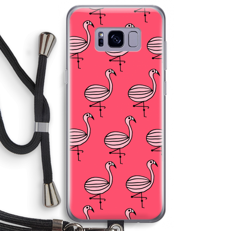 Flamingo: Samsung Galaxy S8 Transparant Hoesje met koord